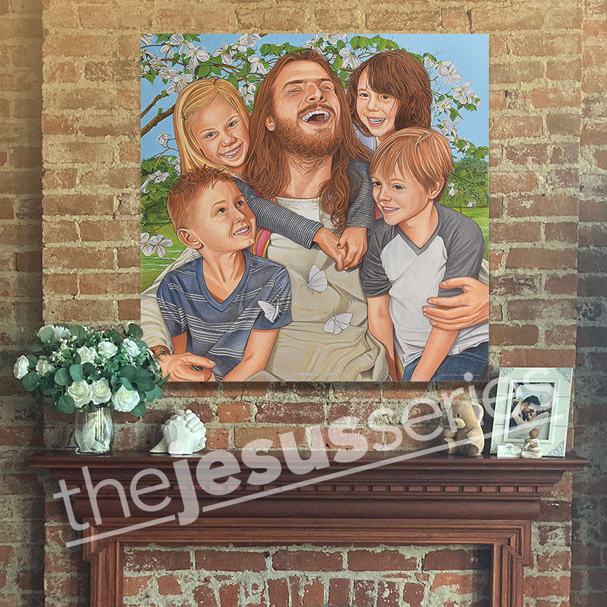 Jesus and the Children - Square Canvas Print